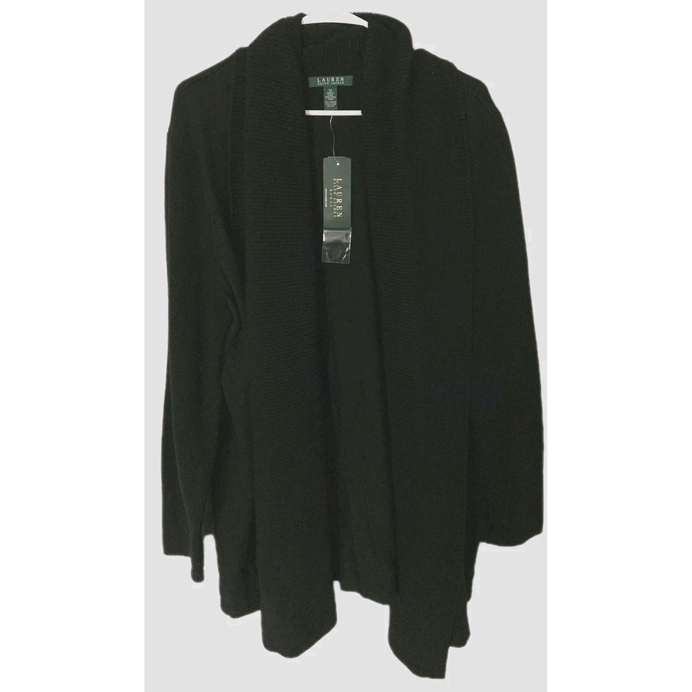 Lauren Ralph Lauren Cardigan Sweater Merino Wool Women 3X Shawl Collar Open NWT